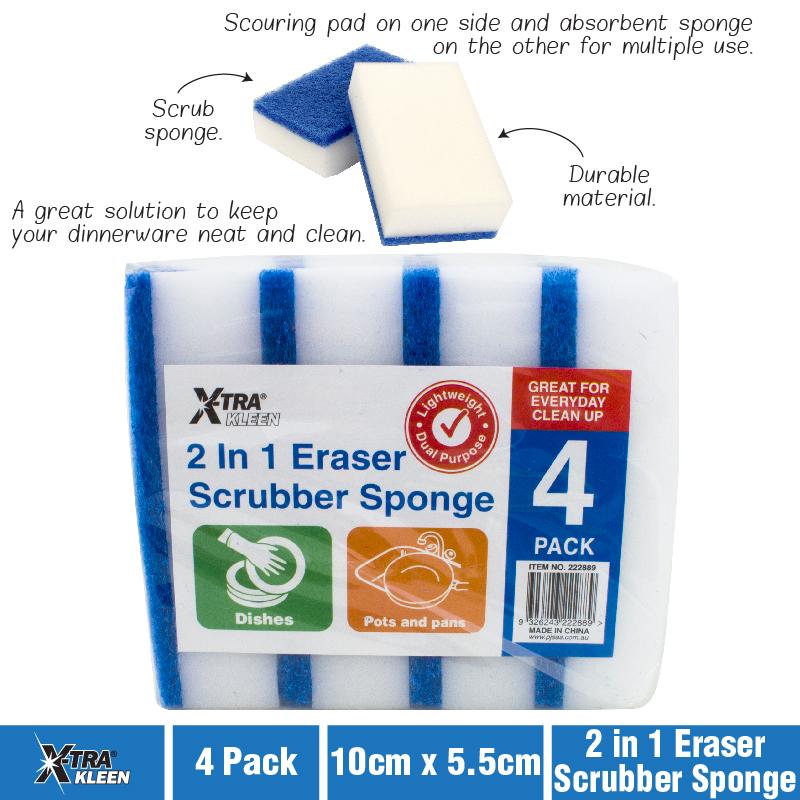 Sponge Eraser Scrubber 2 in 1 4pk