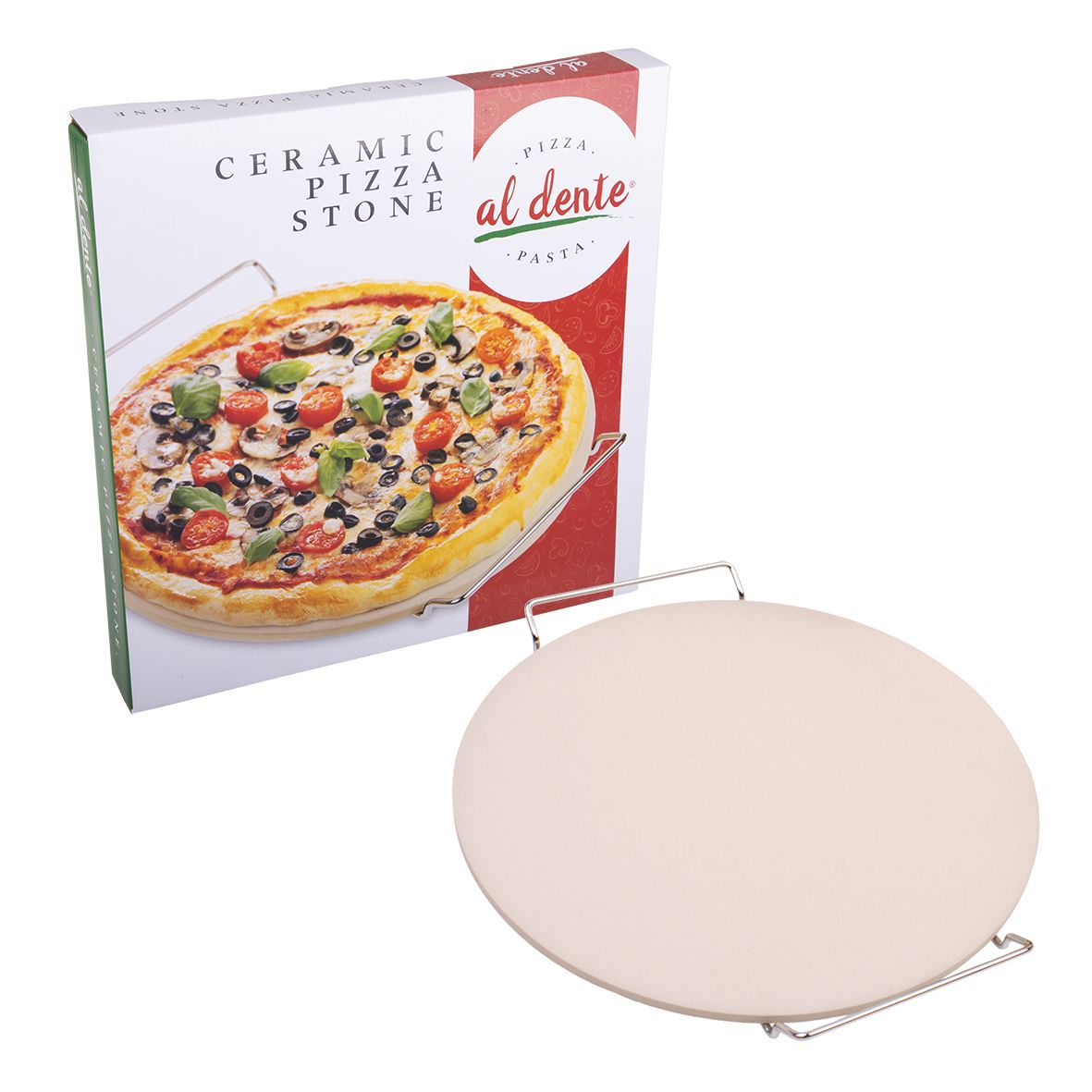 AL DENTE CERAMIC PIZZA STONE W/ RACK 33CM (13") DIA.