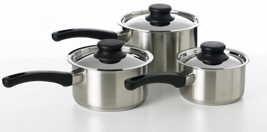 3 Piece Stainless Steel Saucepan Set