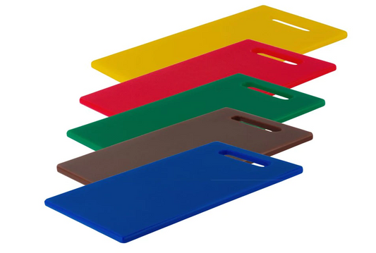 Cutting Board Polyethylene Coloured Set 5pc with Handle 300x450x12mm